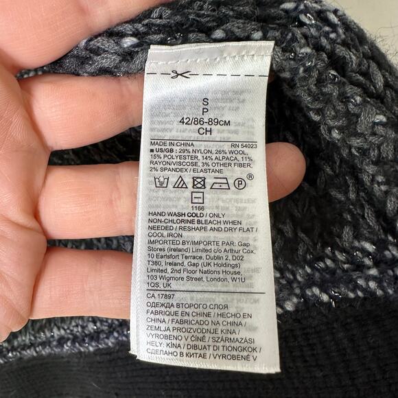 Banana Republic Women Small‎ Sweater Cardigan Knit Wool Alpaca Open Gray Striped - Picture 4 of 6